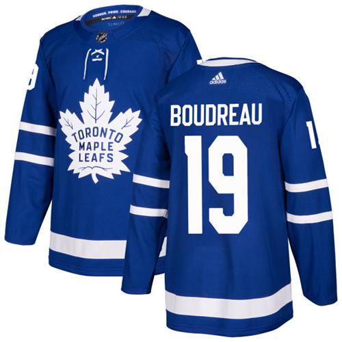 Adidas Maple Leafs #19 Bruce Boudreau Blue Home Authentic Stitched NHL Jersey